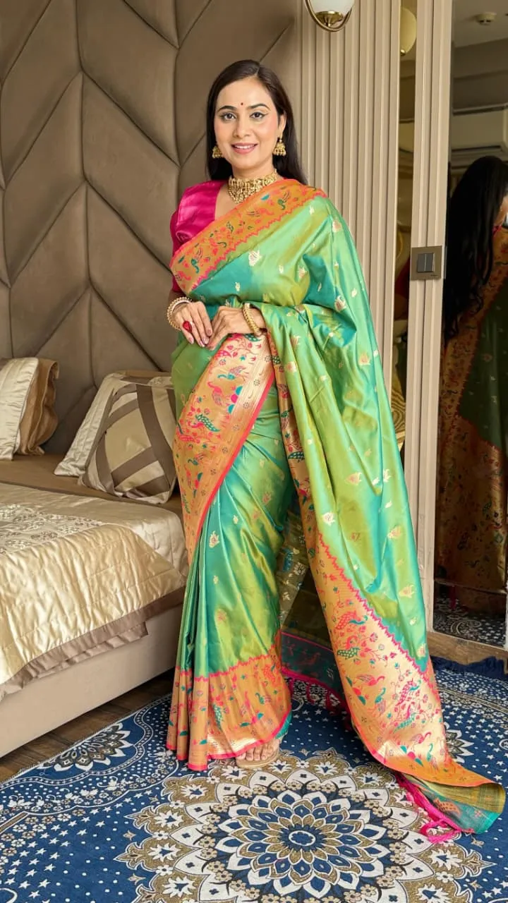 BLJ Peacock Paithani Silk Zari Work Wedding Wear Saree Manufacturer in Surat