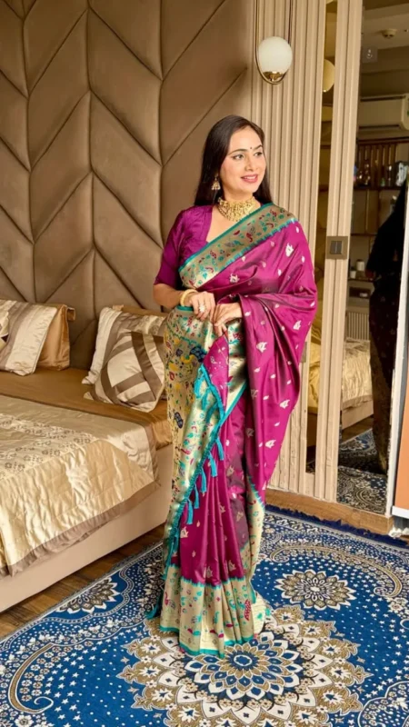Buy BLJ Peacock Paithani Silk Zari Work Wedding Wear Saree Manufacturer in Surat 2026