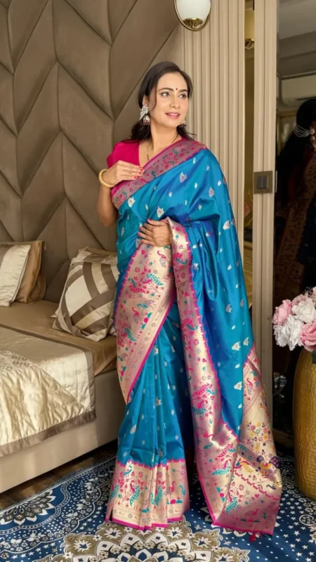 Buy BLJ Peacock Paithani Silk Zari Work Wedding Wear Saree Manufacturer in Surat 2026