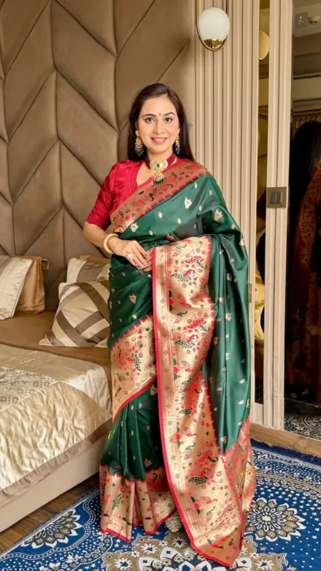 Buy BLJ Peacock Paithani Silk Zari Work Wedding Wear Saree Manufacturer in Surat 2026