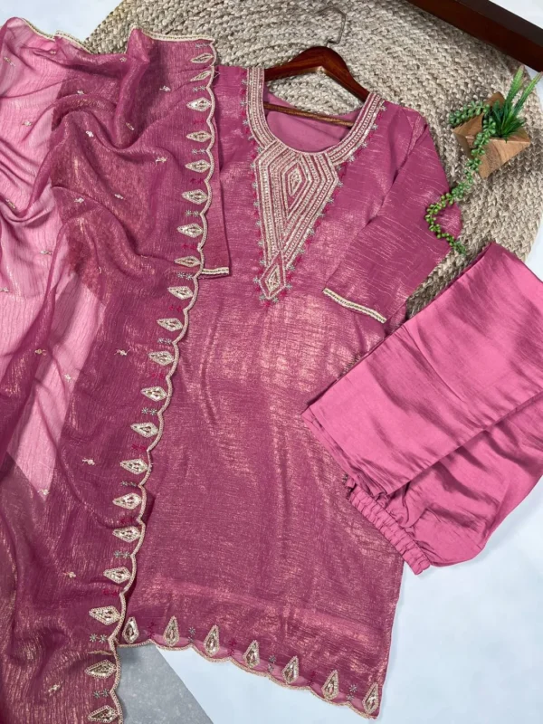 Beautiful WMN 3032 Silver Glosy Thread Embroidery Work Festival Readymade Dress 2026