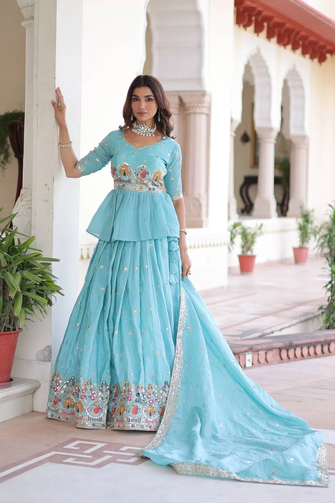 Moni 5058 Gold Crush Thread Embroidery Work Party Wear Lehenga Choli Set