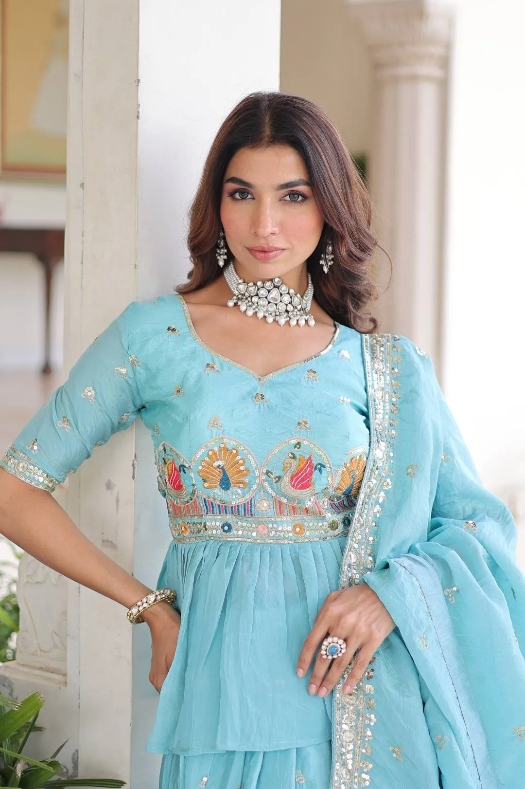 Stylish Moni 5058 Gold Crush Thread Embroidery Work Party Wear Lehenga Choli Set 2026
