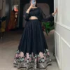 WMN 1117 Georgette Black Embroidery Work Party Wear Co Ord Set Collection