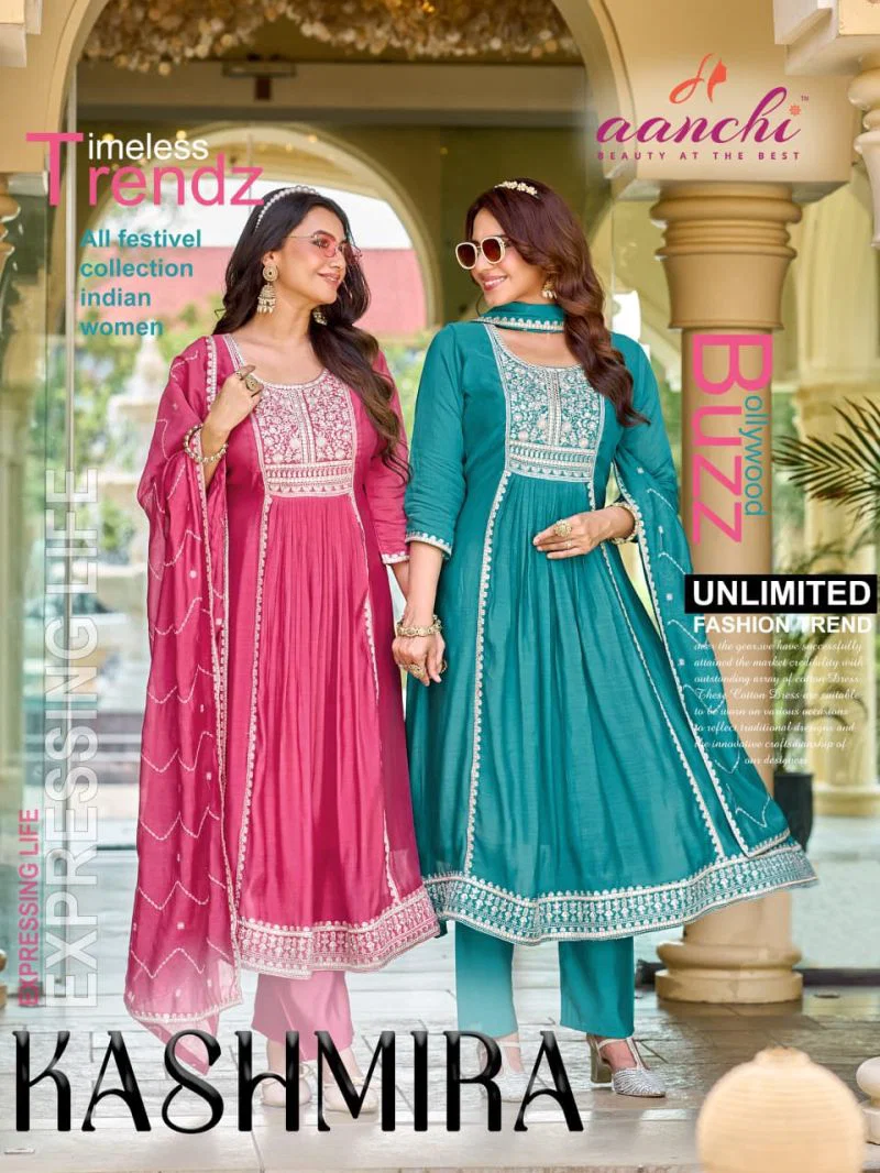 Aanchi Kashmira Vol 1 Cotton Embroidered Kurti With Bottom Dupatta Wholesale