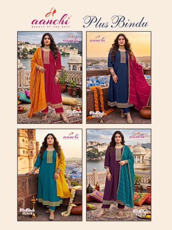 Beautiful Aanchi Plus Bindu Vichitra Silk Embroidered Kurti With Bottom Dupatta Wholesale 2026
