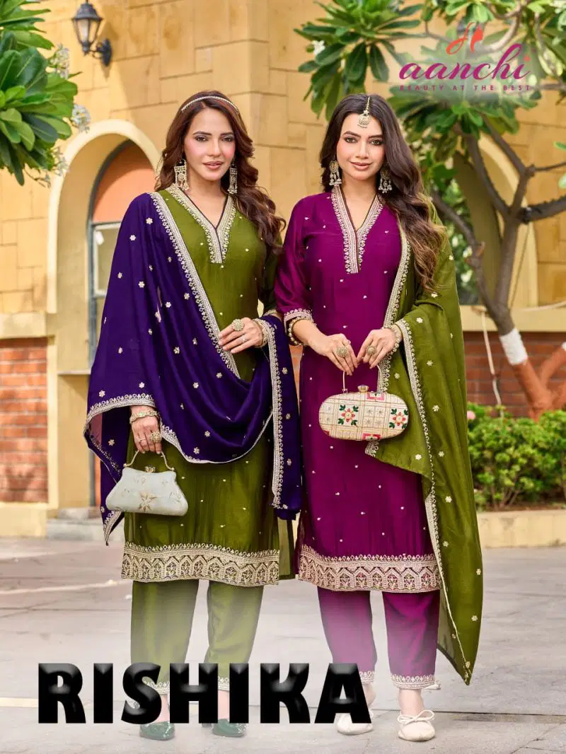 Aanchi Rishika Vichitra Silk Kurti With Bottom Dupatta Wholesale