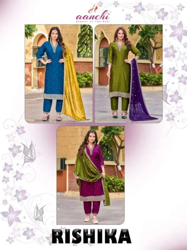 Beautiful Aanchi Rishika Vichitra Silk Kurti With Bottom Dupatta Wholesale 2026