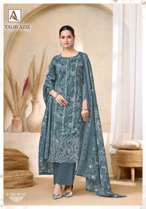 Launching Alok Talib Aziz Zam Cotton Foil Print Dress Material Wholesale 2026