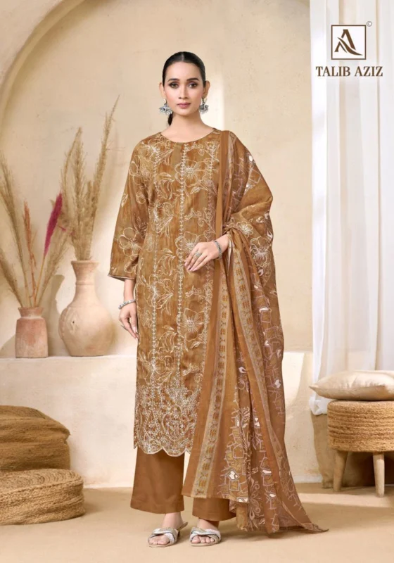 Launching Alok Talib Aziz Zam Cotton Foil Print Dress Material Wholesale 2026