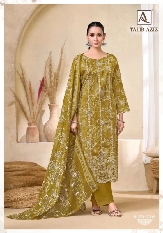 Launching Alok Talib Aziz Zam Cotton Foil Print Dress Material Wholesale 2026