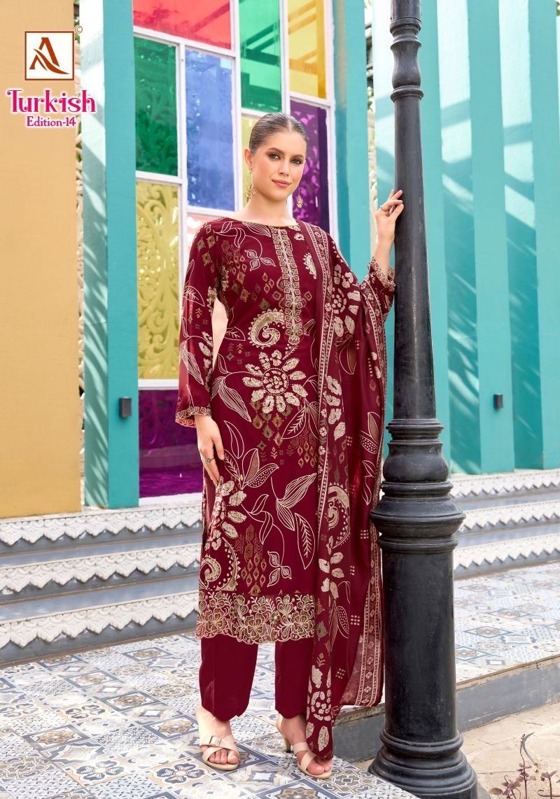 Launching Alok Turkish Edition 14 Viscose Rayon Printed Dress Material Wholesale 2026