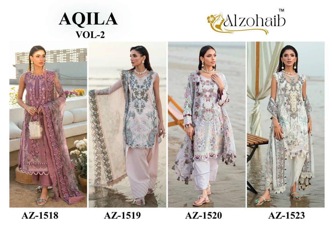 Beautiful Alzohaib Aqila Vol 2 Chiffon Dupatta Cotton Embroidered Salwar Kameez Wholesale 2026