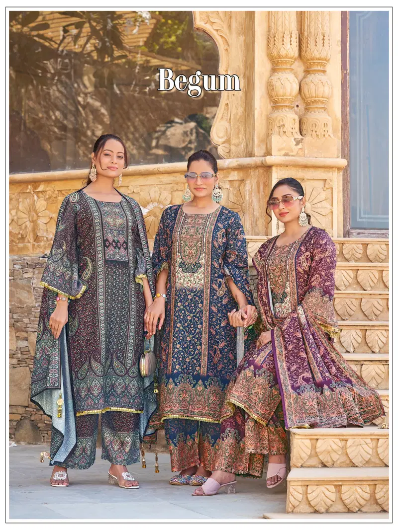 Banwery Begum Jam Satin Digital Printed Kurti With Bottom Dupatta Wholesale