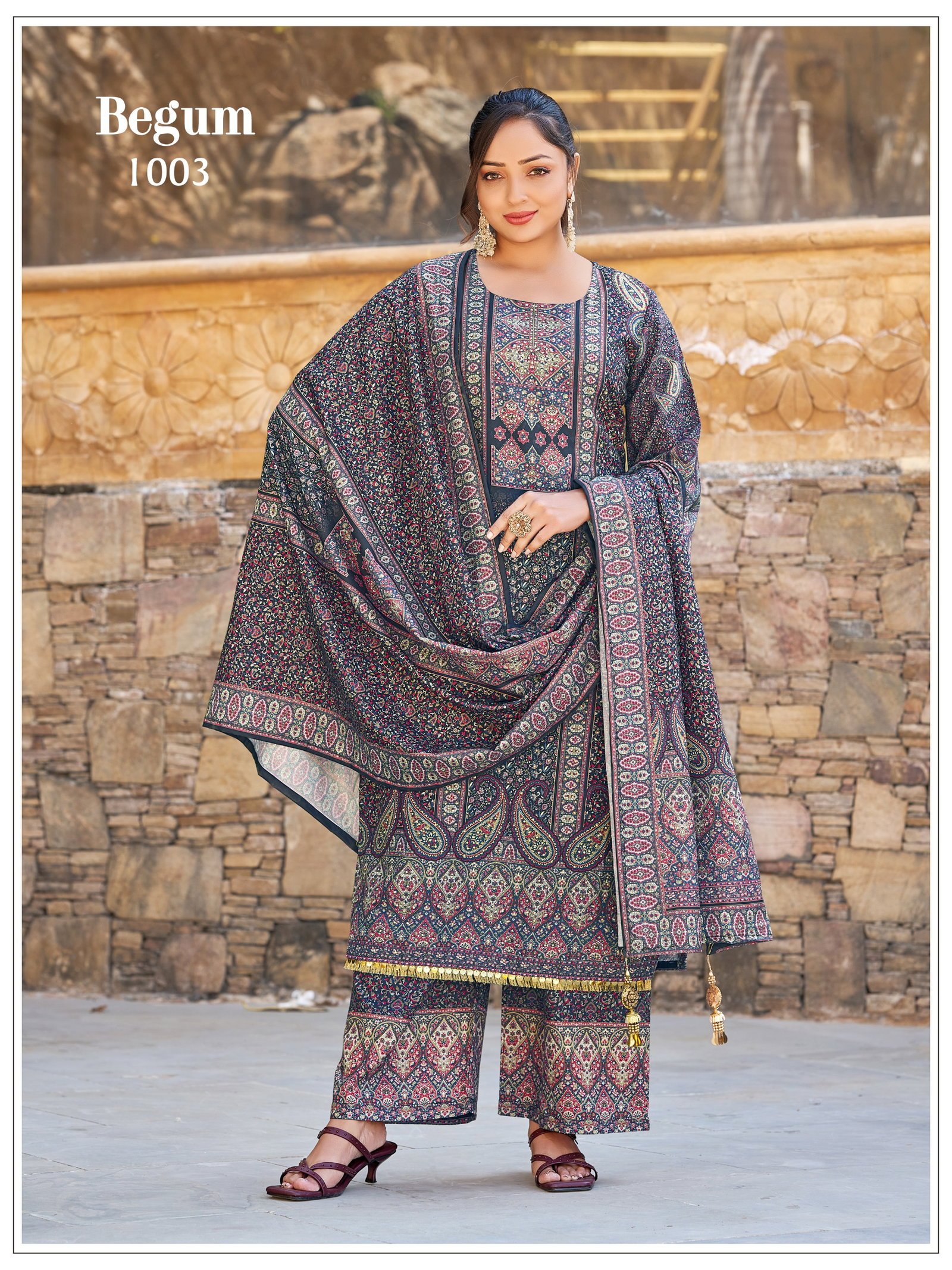 Latest Banwery Begum Jam Satin Digital Printed Kurti With Bottom Dupatta Wholesale 2026