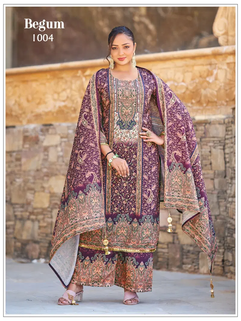 Latest Banwery Begum Jam Satin Digital Printed Kurti With Bottom Dupatta Wholesale 2026