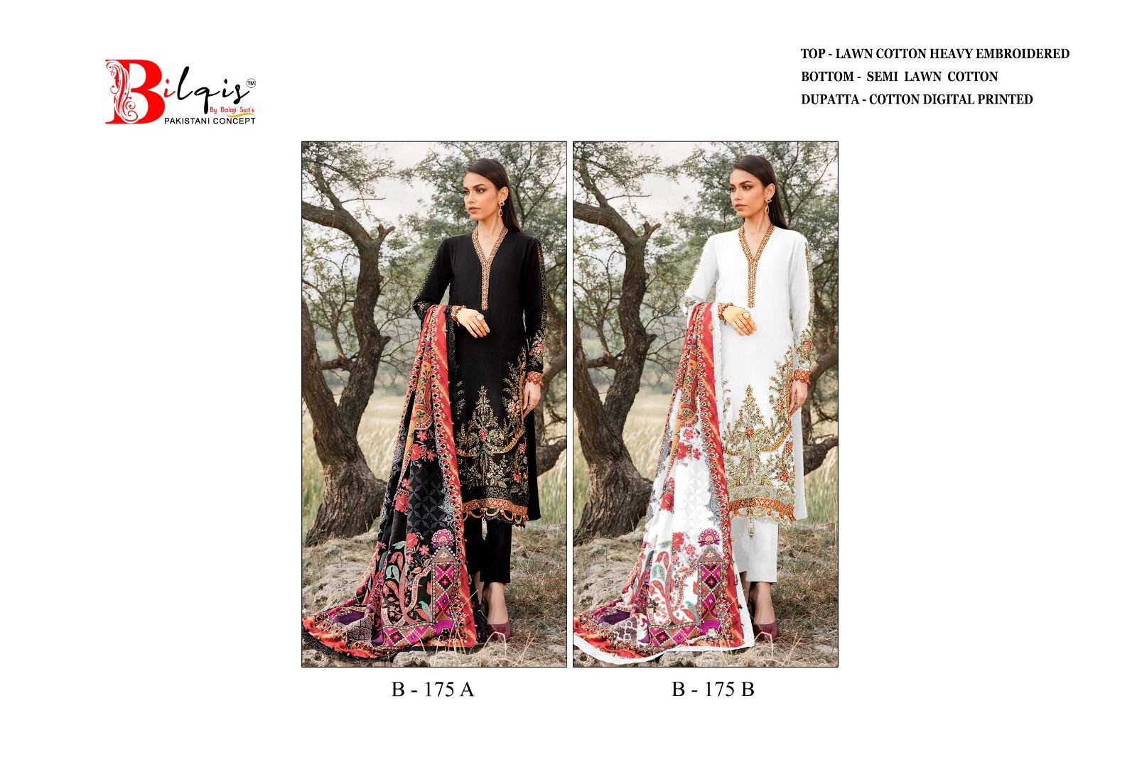 Stylish Bilqis B 175 A And B Lawn Cotton Embroidered Salwar Kameez Wholesale 2026
