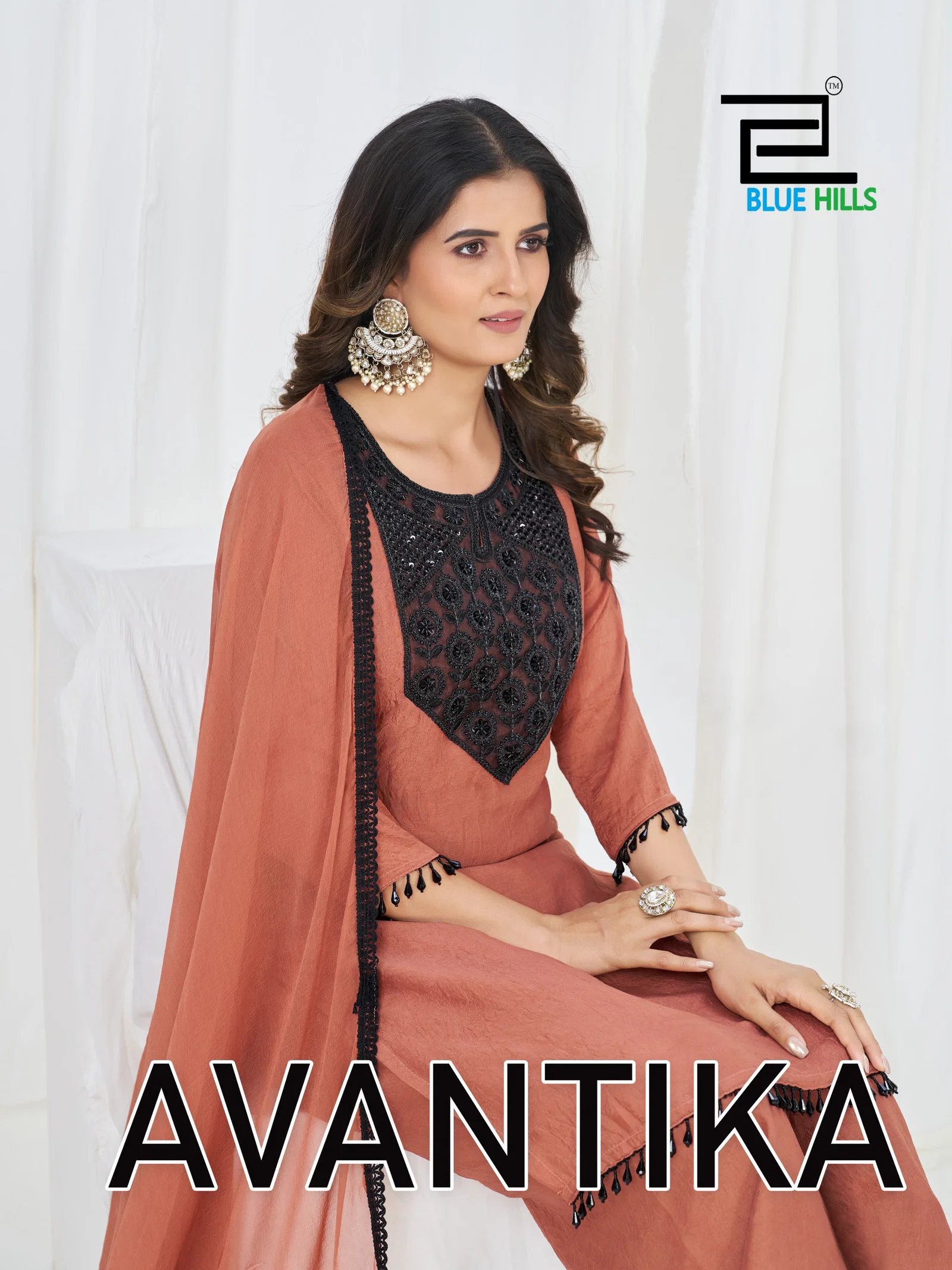 Blue Hills Avantika Rangoli Crush Patch Embroidered Kurti With Bottom Dupatta Wholesale