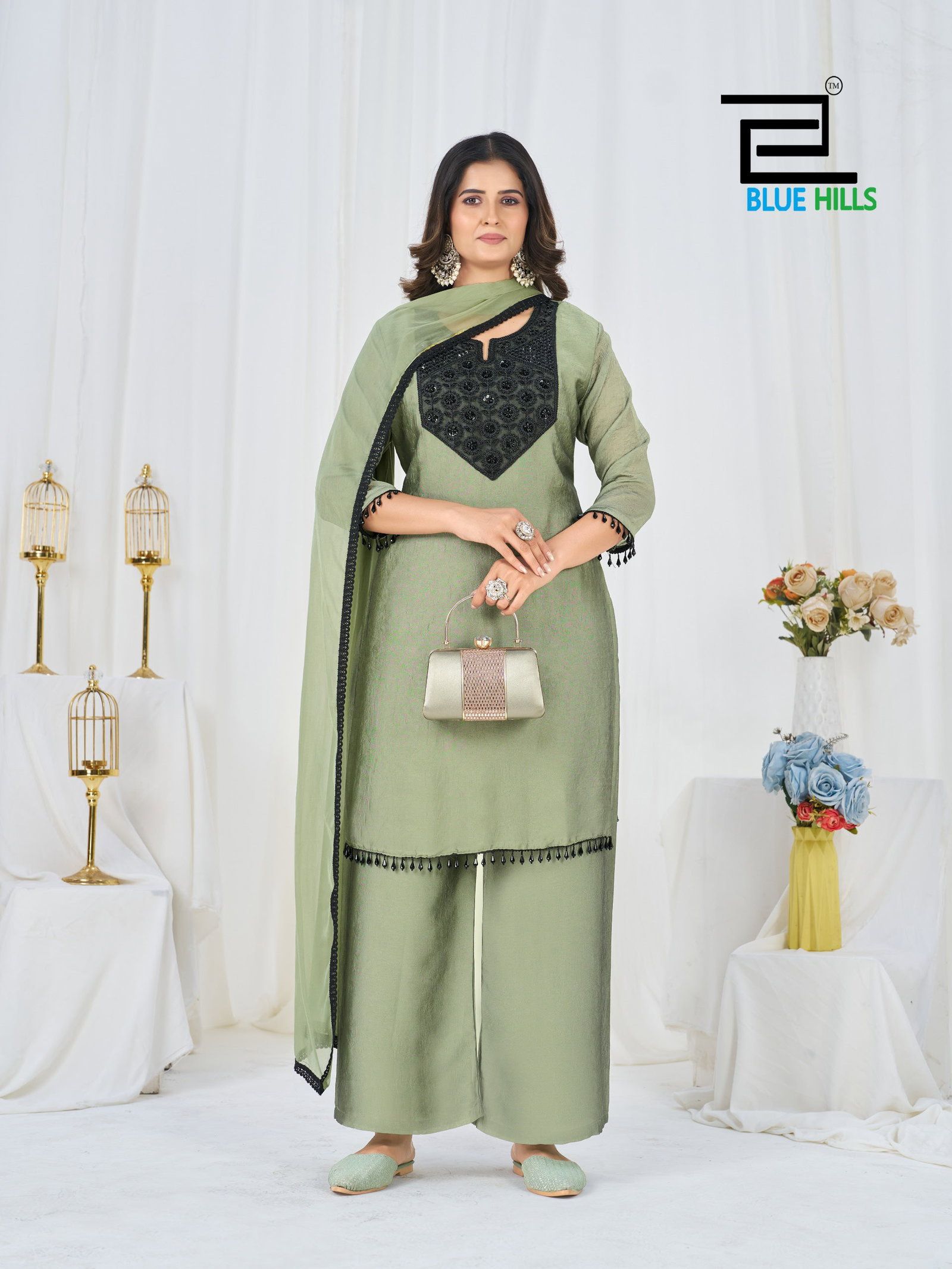Stylish Blue Hills Avantika Rangoli Crush Patch Embroidered Kurti With Bottom Dupatta Wholesale 2026