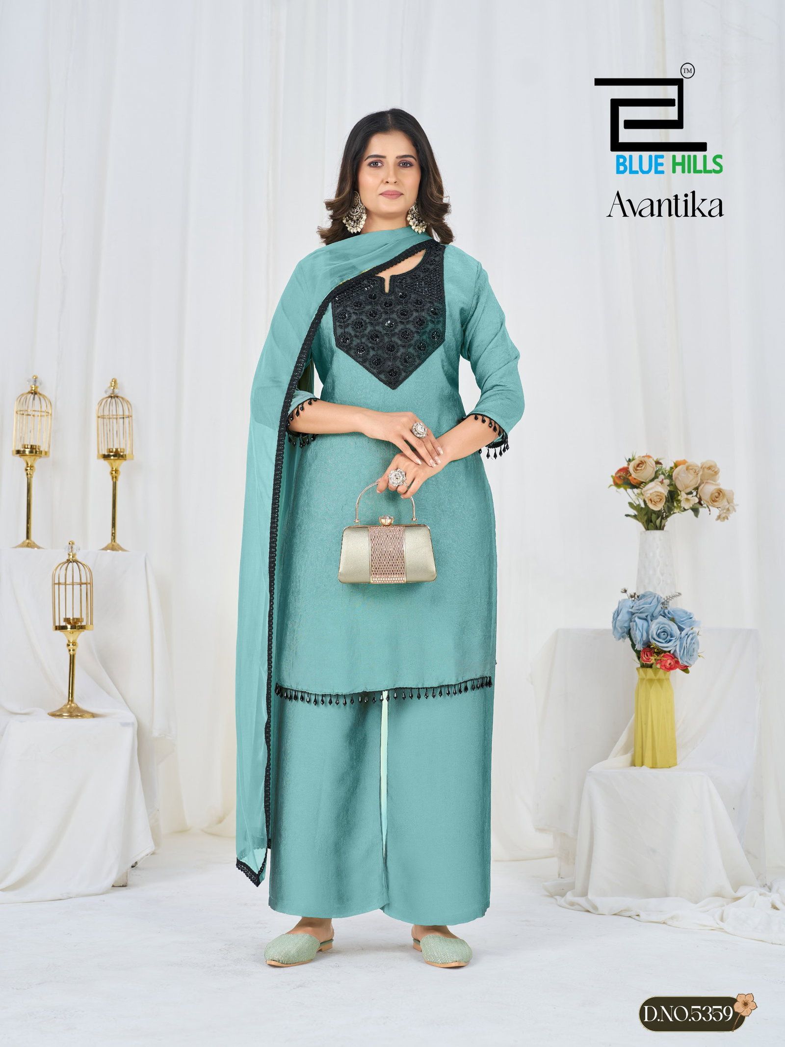 Stylish Blue Hills Avantika Rangoli Crush Patch Embroidered Kurti With Bottom Dupatta Wholesale 2026