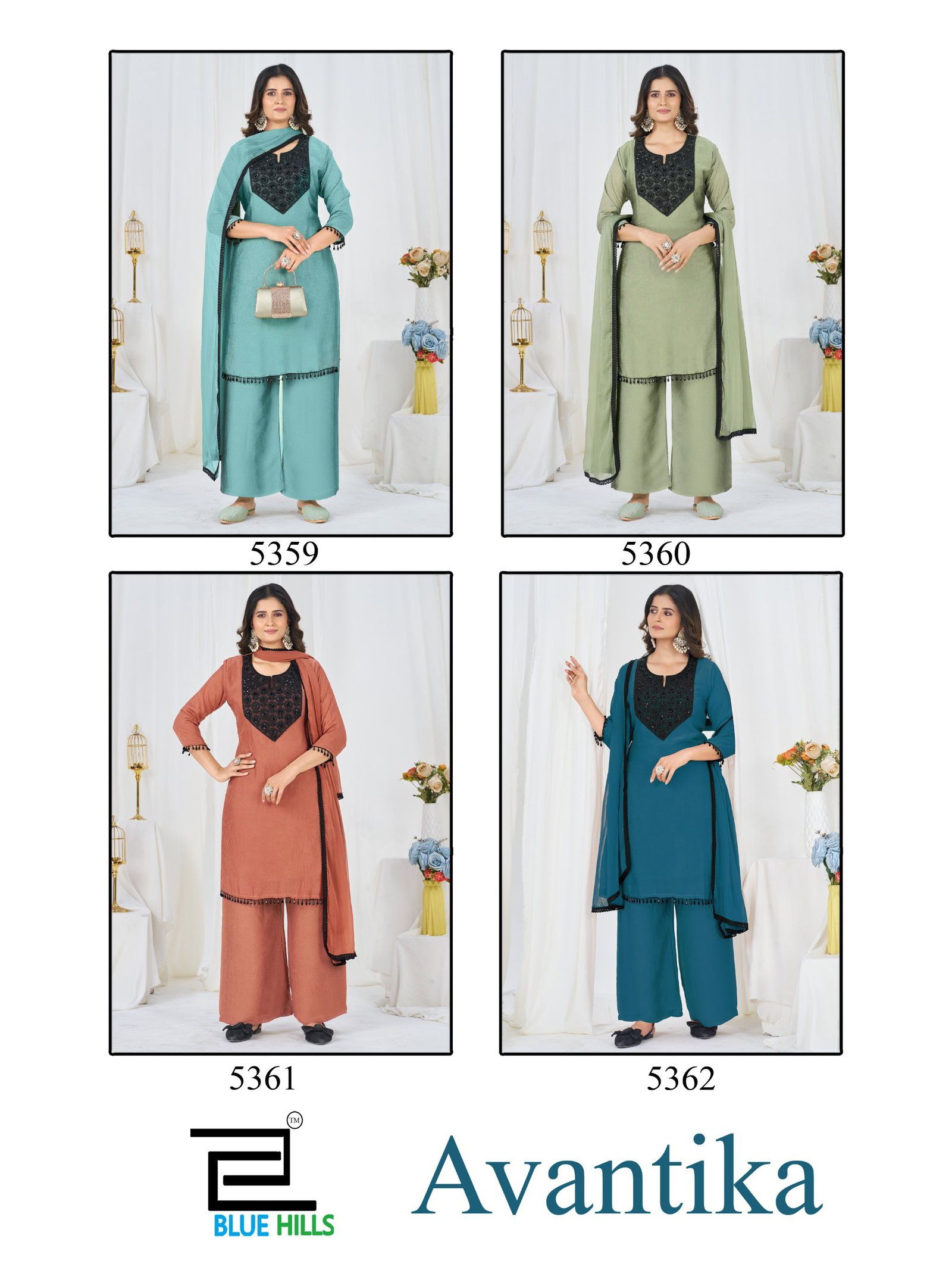 Stylish Blue Hills Avantika Rangoli Crush Patch Embroidered Kurti With Bottom Dupatta Wholesale 2026