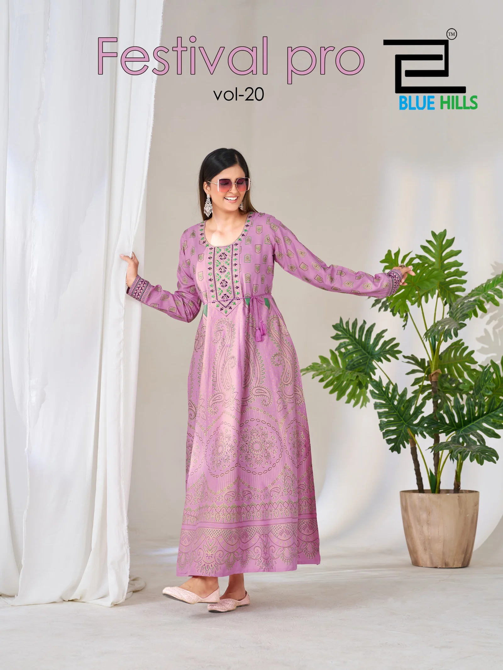 Blue Hills Festival Pro Vol 20 Anarkali Gown With Classic Neck Embroidery With Belt Wholesale