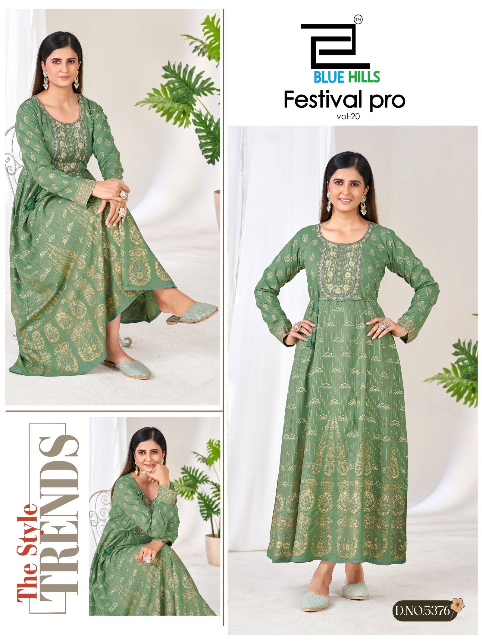 Stylish Blue Hills Festival Pro Vol 20 Anarkali Gown With Classic Neck Embroidery With Belt Wholesale 2026