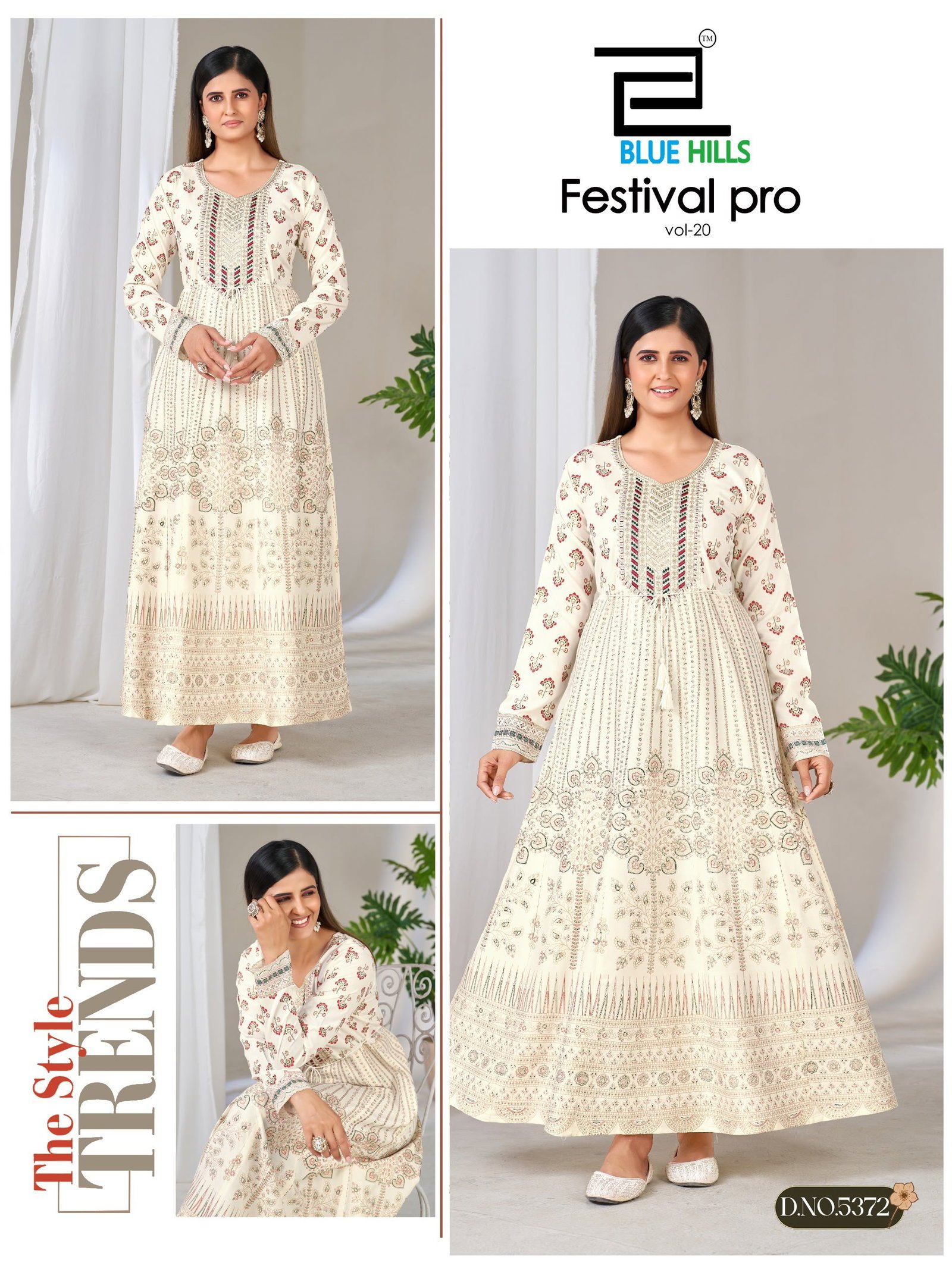 Stylish Blue Hills Festival Pro Vol 20 Anarkali Gown With Classic Neck Embroidery With Belt Wholesale 2026