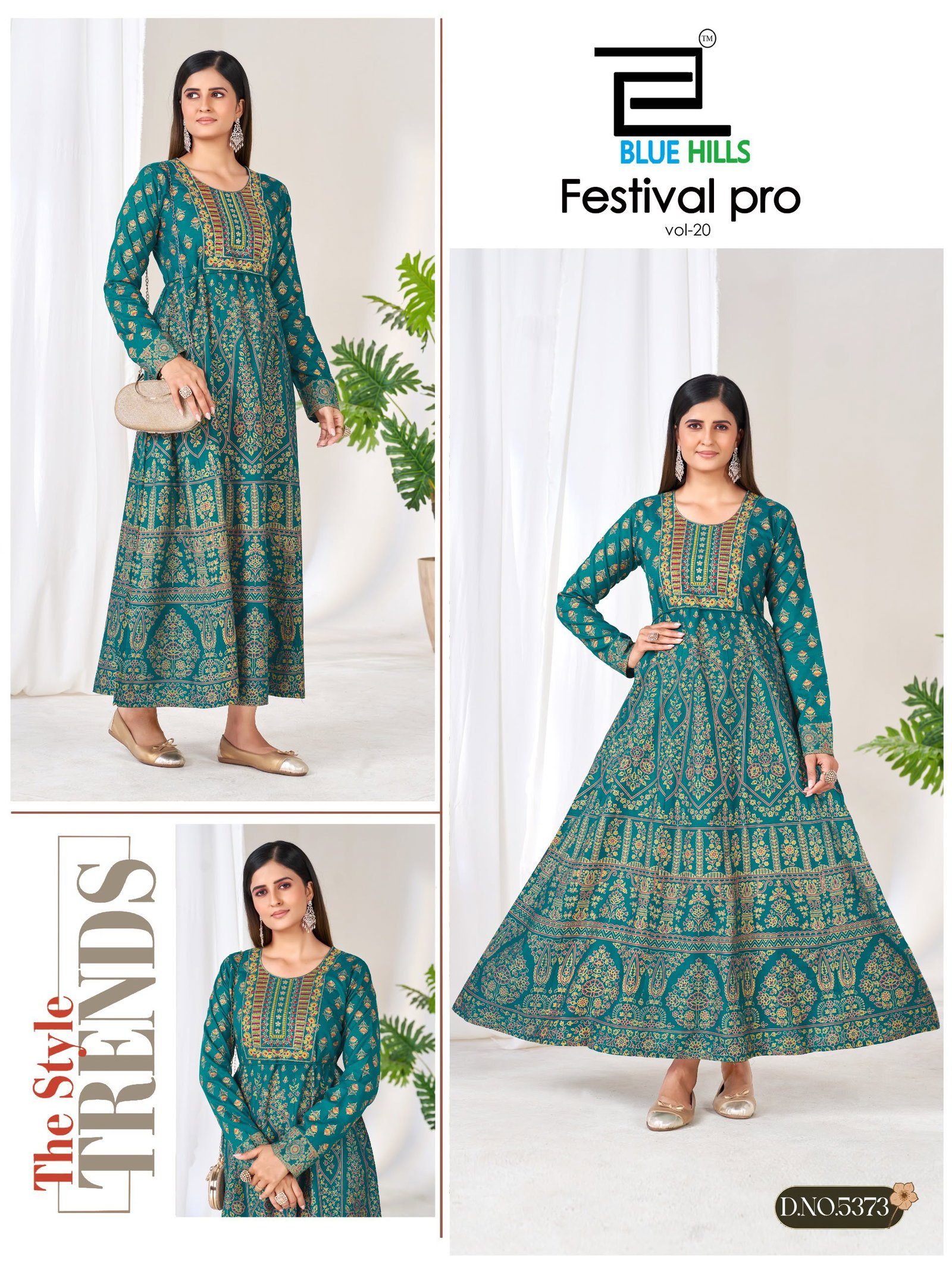 Stylish Blue Hills Festival Pro Vol 20 Anarkali Gown With Classic Neck Embroidery With Belt Wholesale 2026