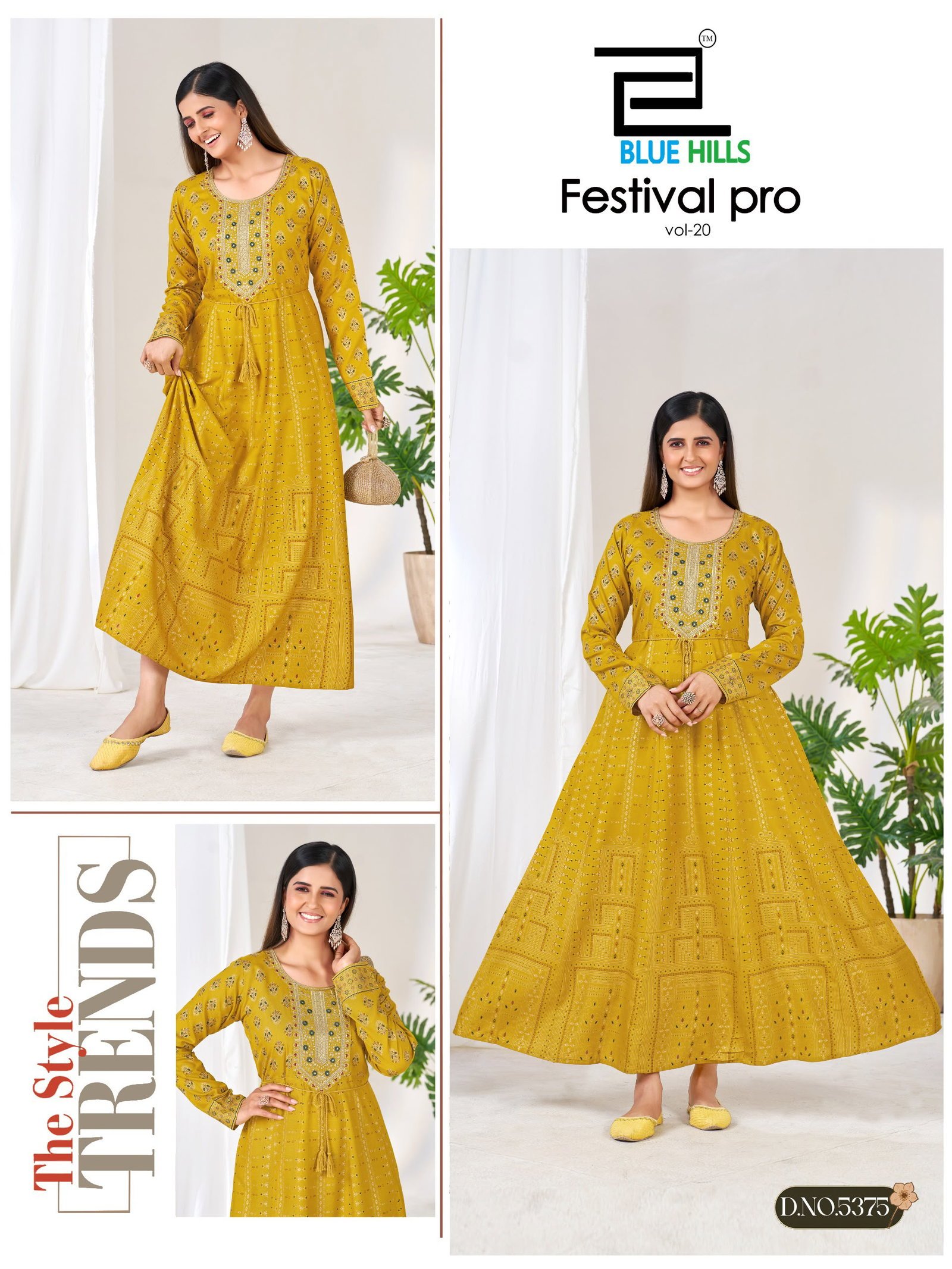 Stylish Blue Hills Festival Pro Vol 20 Anarkali Gown With Classic Neck Embroidery With Belt Wholesale 2026