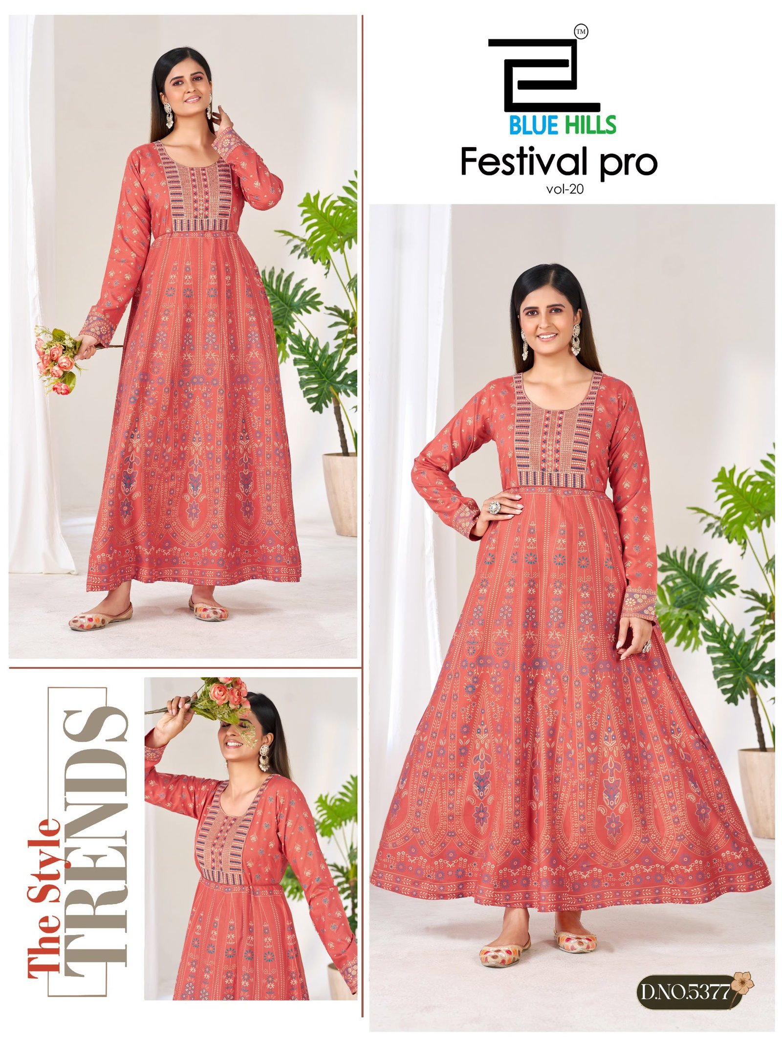 Stylish Blue Hills Festival Pro Vol 20 Anarkali Gown With Classic Neck Embroidery With Belt Wholesale 2026