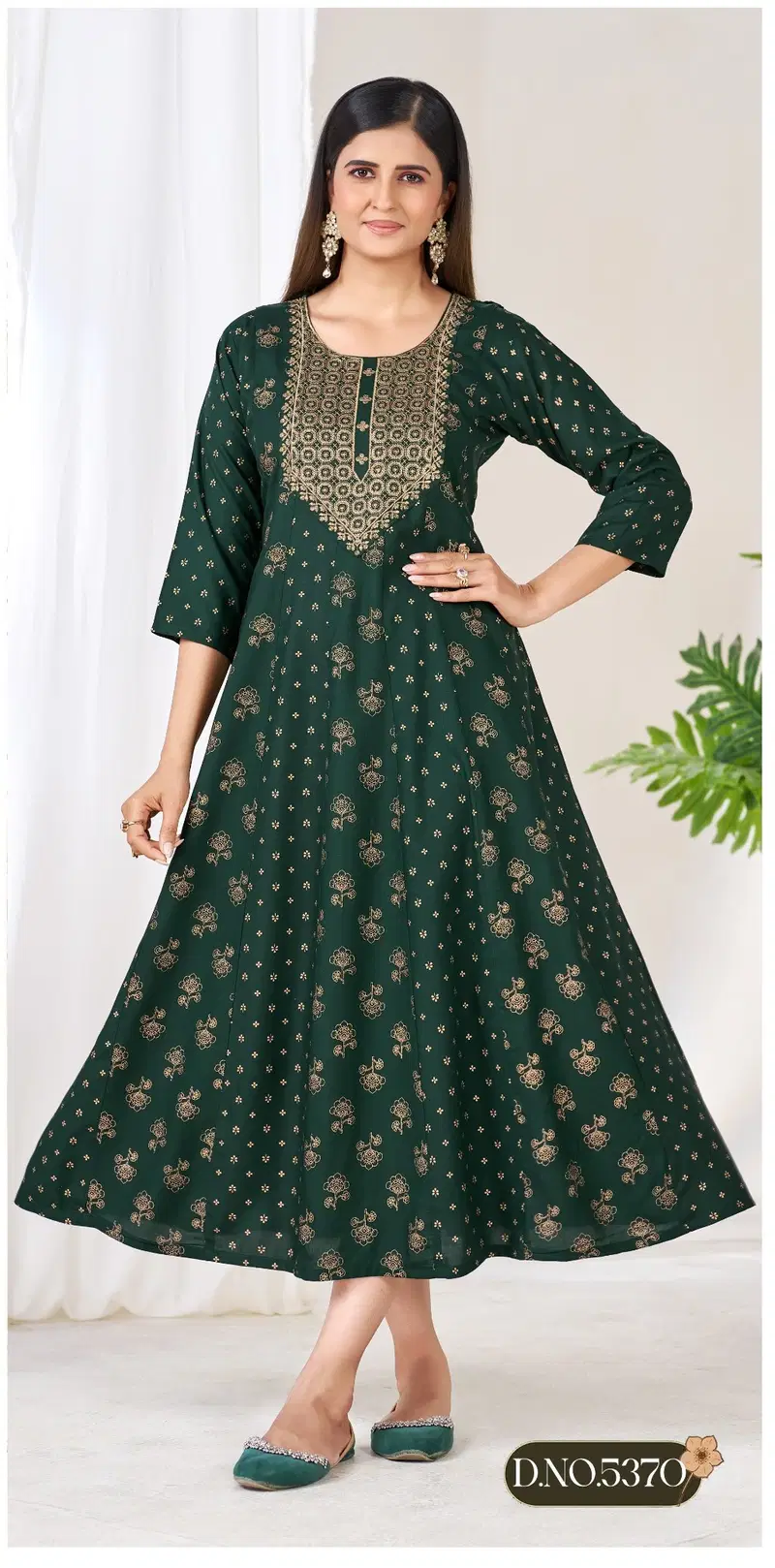 Blue Hills Meloni Rayon Foil Preinted Long Anarakli Kurti Wholesale