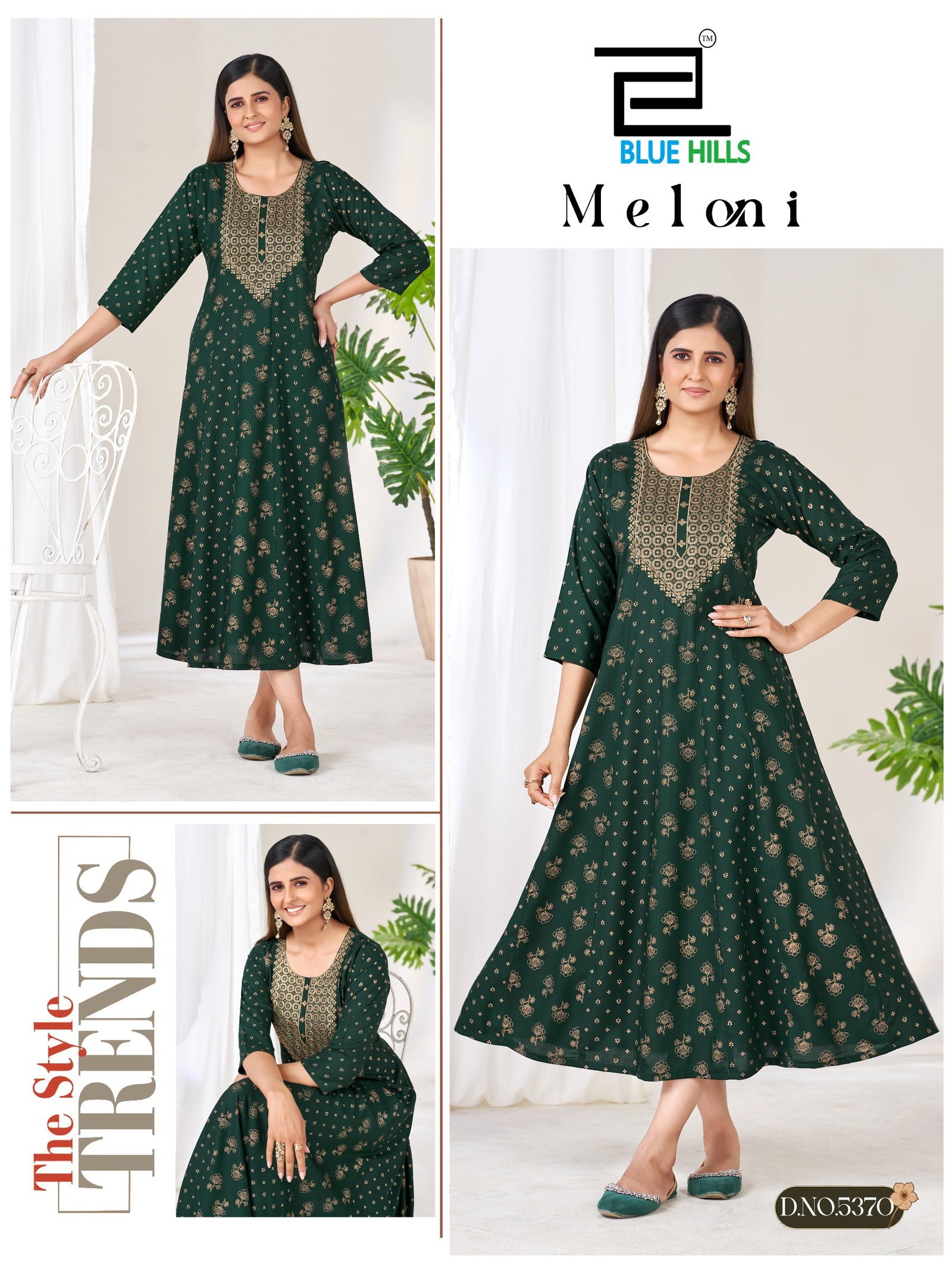 Latest Blue Hills Meloni Rayon Foil Preinted Long Anarakli Kurti Wholesale 2026