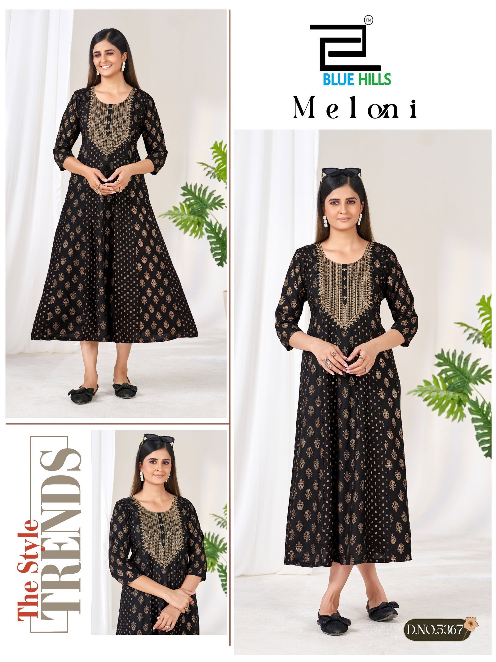 Latest Blue Hills Meloni Rayon Foil Preinted Long Anarakli Kurti Wholesale 2026