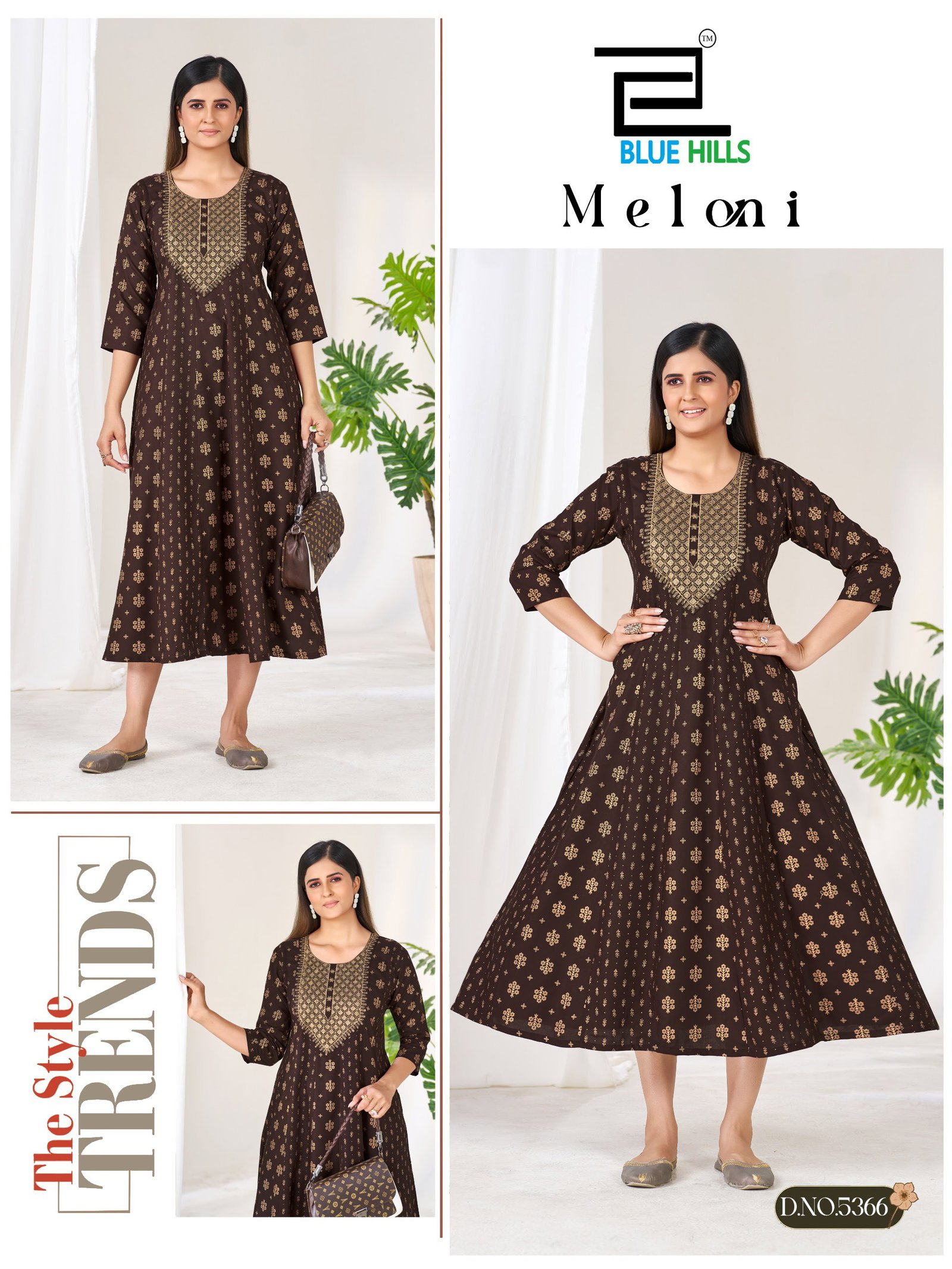 Latest Blue Hills Meloni Rayon Foil Preinted Long Anarakli Kurti Wholesale 2026