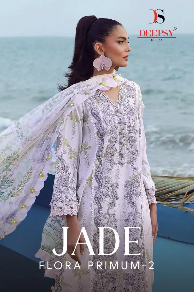 Deepsy Jade Flora Premium Vol 2 Chiffon Dupatta Cotton Pakistani Salwar Kameez Wholesale
