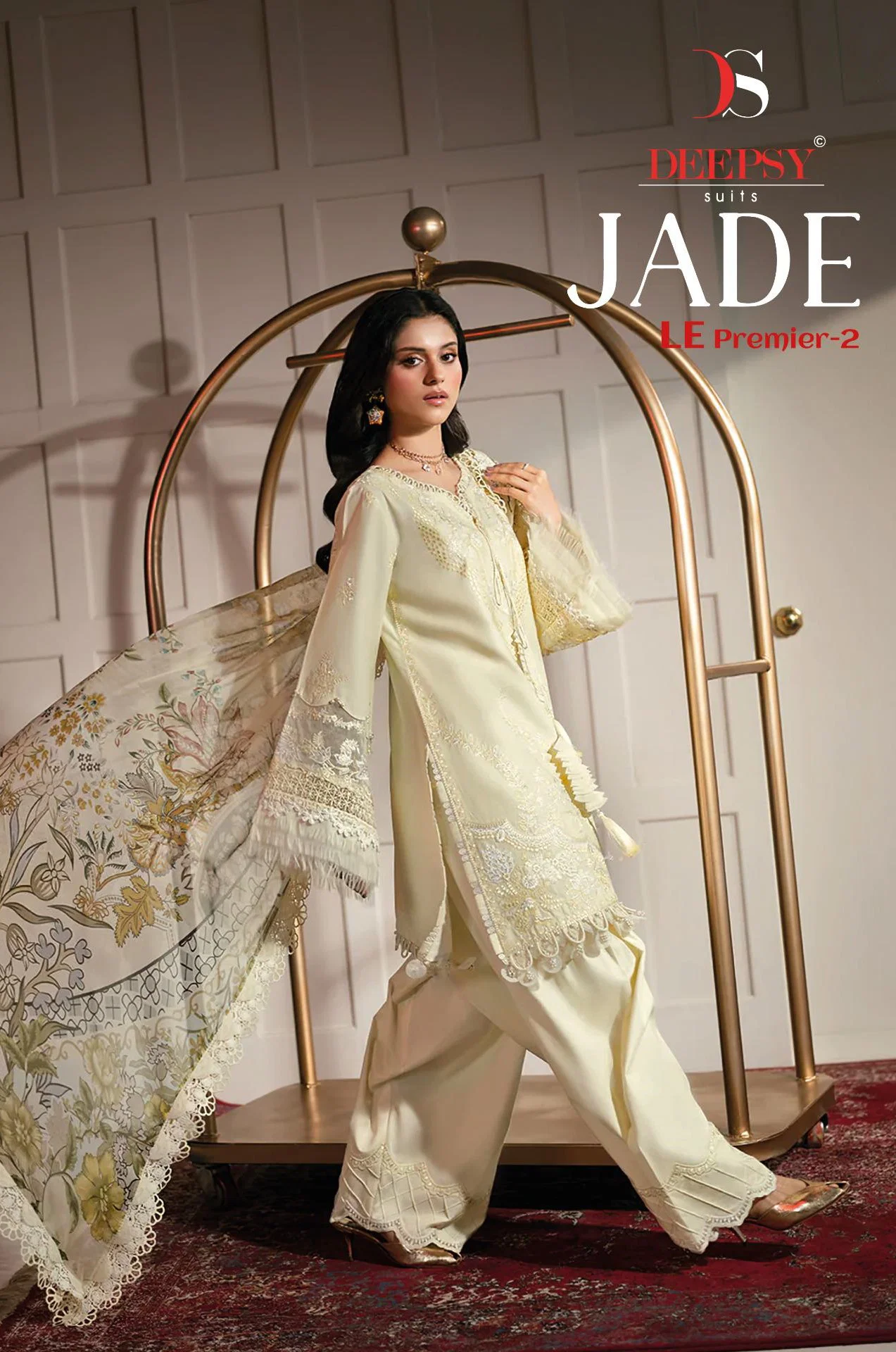 Deepsy Jade Le Premier Vol 2 Chiffon Dupatta Cotton Self Embroidered Salwar Kameez Wholesale