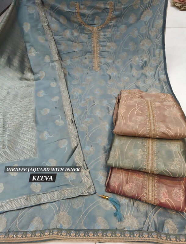 Stylish Four Dots Keeva Jiraff Weaving Silk Hand Worked Dress Material Wholesale 2026