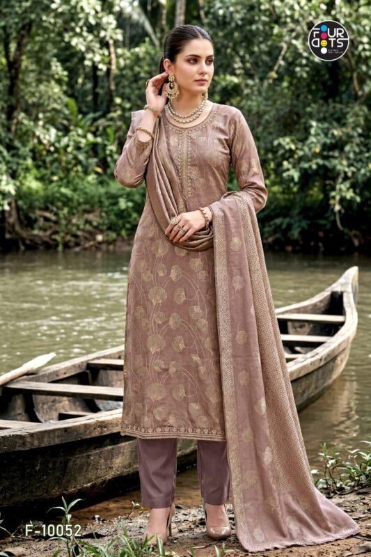 Stylish Four Dots Keeva Jiraff Weaving Silk Hand Worked Dress Material Wholesale 2026