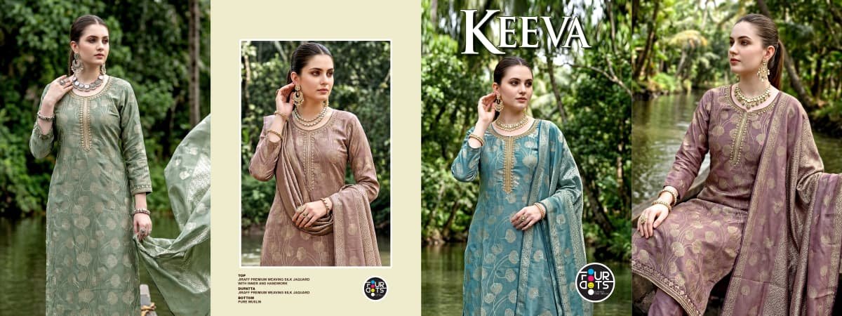 Stylish Four Dots Keeva Jiraff Weaving Silk Hand Worked Dress Material Wholesale 2026