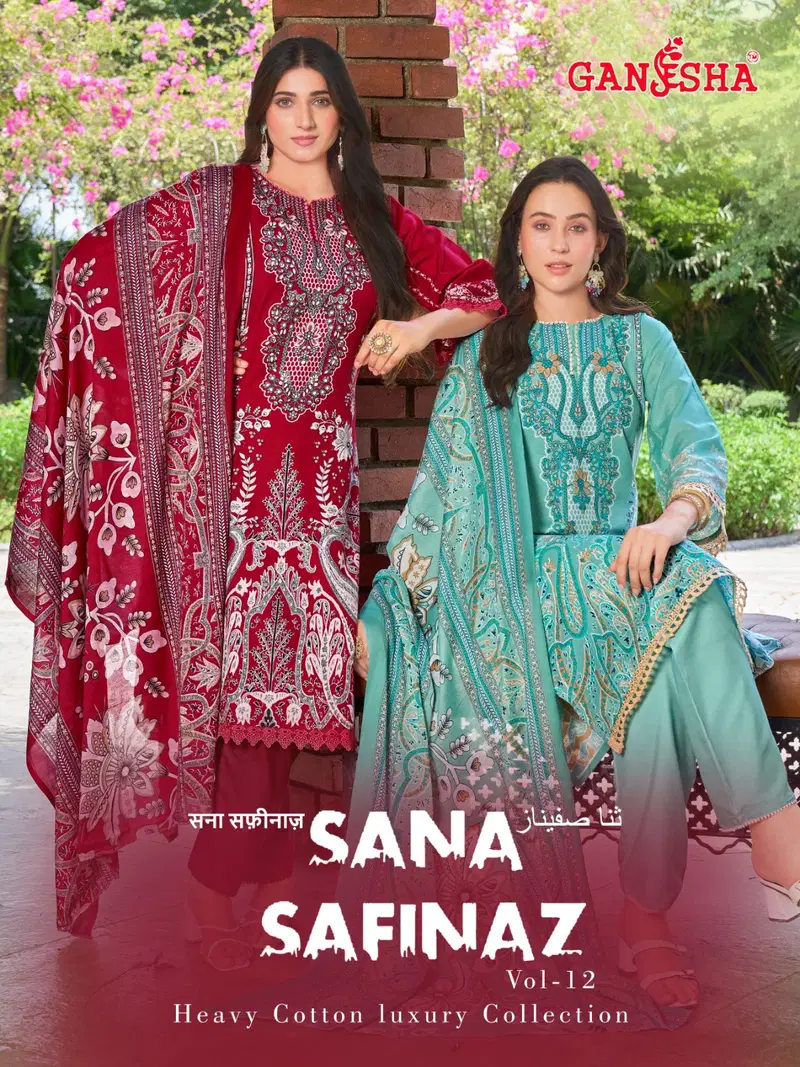 Ganesha Sana Safinaz Vol 12 Indo Cotton Karachi Dress Material Wholesale