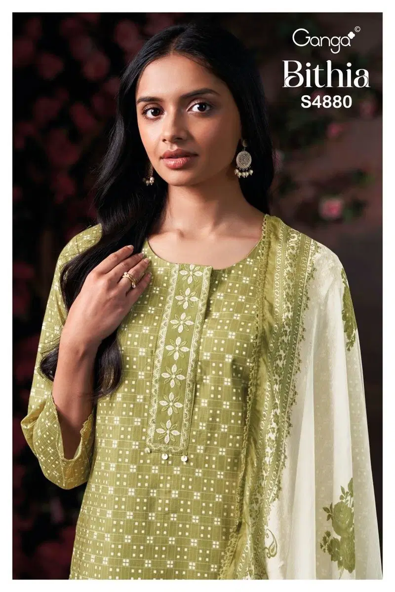 Ganga Bithia 4880 Cotton Embroidered Salwar Kameez Collection Wholesale