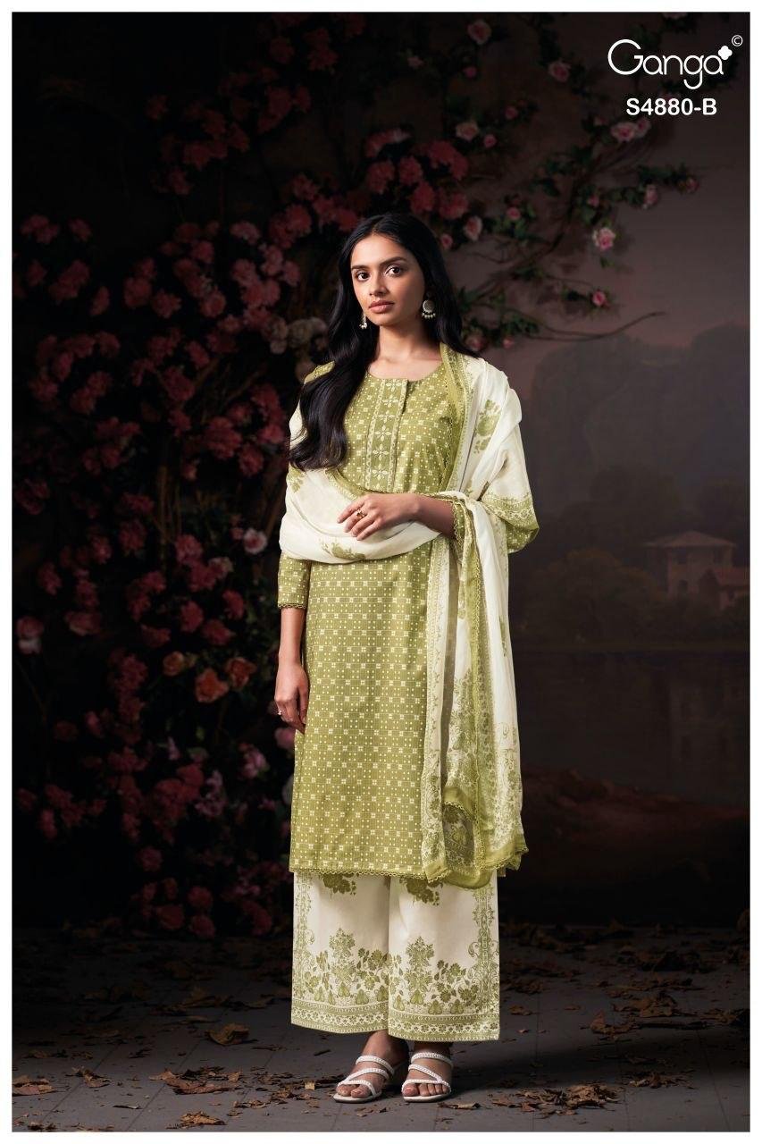 Stylish Ganga Bithia 4880 Cotton Embroidered Salwar Kameez Collection Wholesale 2026