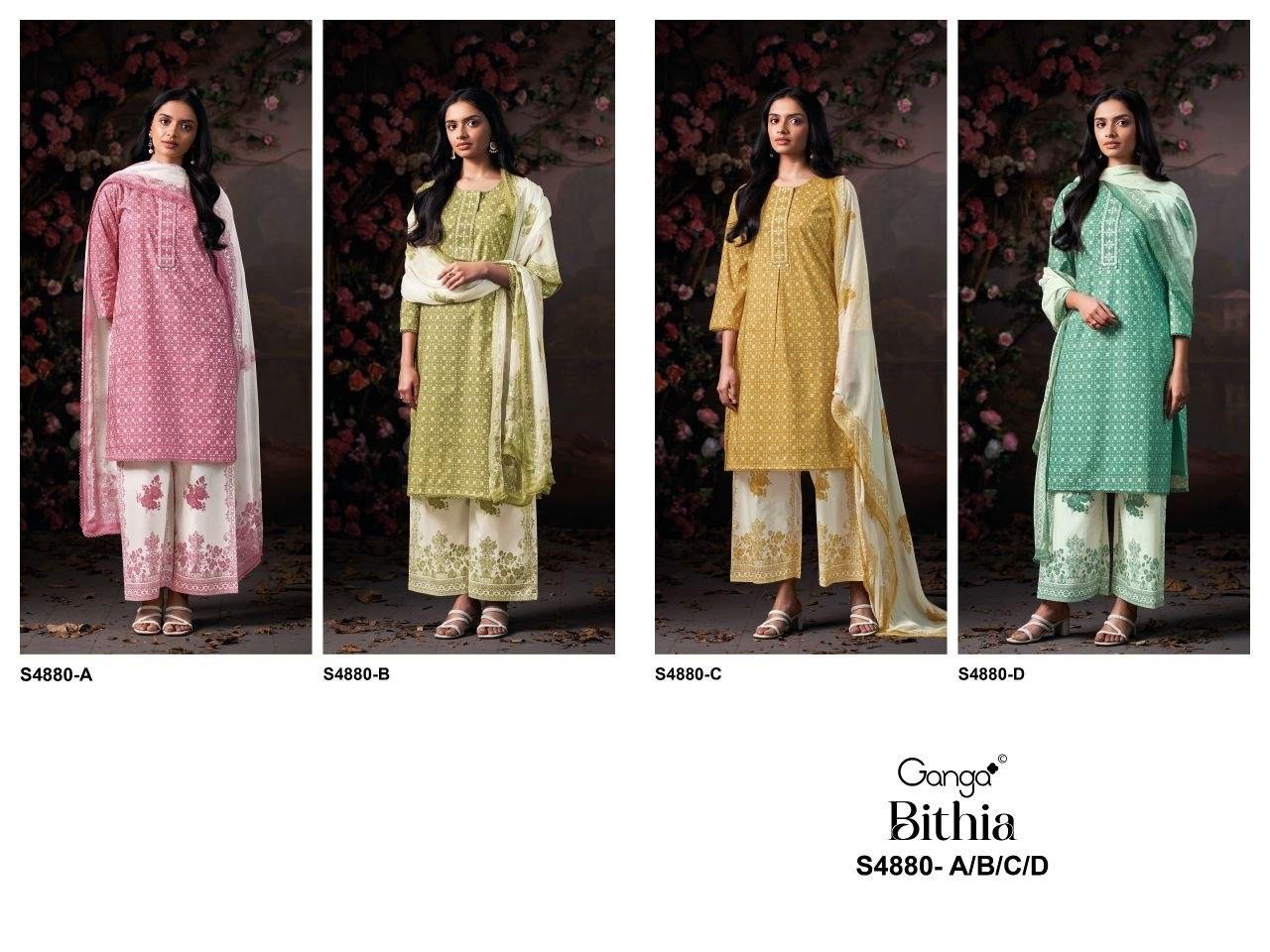 Stylish Ganga Bithia 4880 Cotton Embroidered Salwar Kameez Collection Wholesale 2026