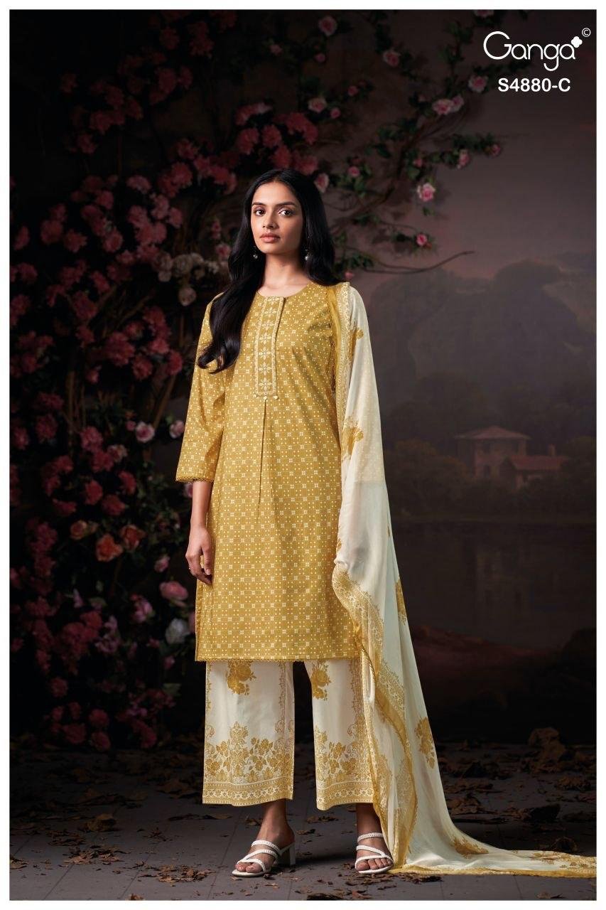Stylish Ganga Bithia 4880 Cotton Embroidered Salwar Kameez Collection Wholesale 2026
