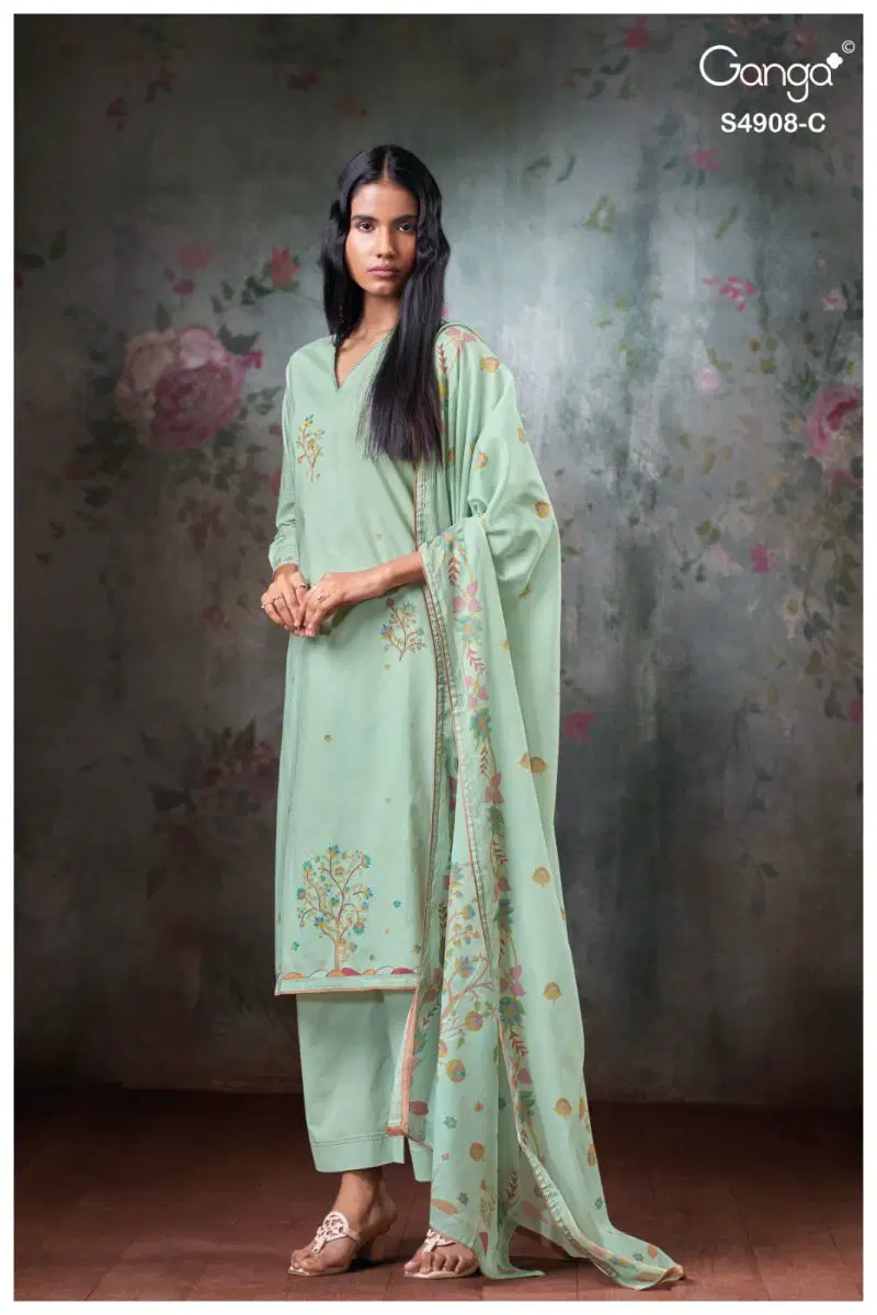 Launching Ganga Elyndria 4908 Cotton Embroidered Salwar Kameez Wholesale 2026
