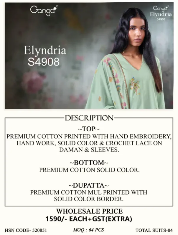 Launching Ganga Elyndria 4908 Cotton Embroidered Salwar Kameez Wholesale 2026