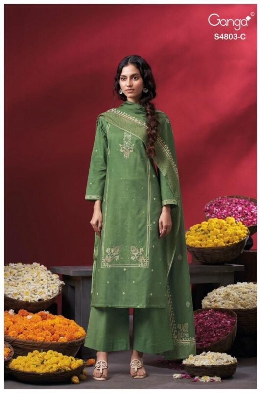 Launching Ganga Nireya 4803 Cotton Printed Embroiderd Salwar Kameez Wholesale 2026