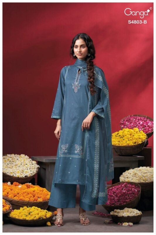 Launching Ganga Nireya 4803 Cotton Printed Embroiderd Salwar Kameez Wholesale 2026