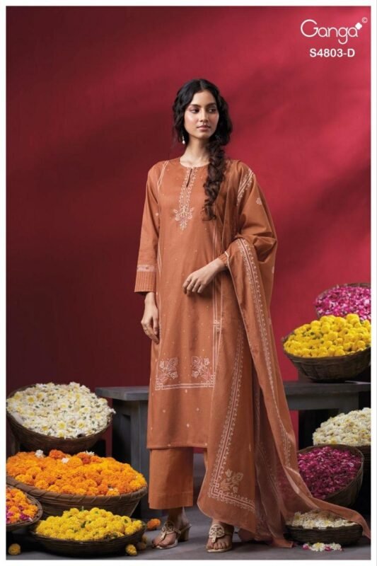 Launching Ganga Nireya 4803 Cotton Printed Embroiderd Salwar Kameez Wholesale 2026